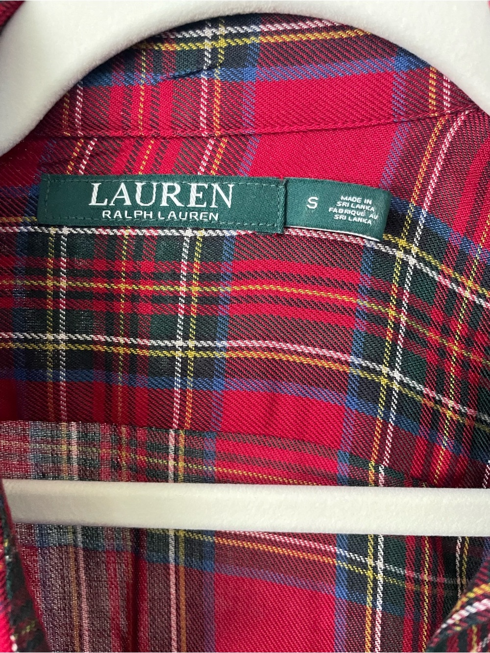 Lauren Ralph Lauren Red Plaid Tartan Shirt with Blue & Green Accents